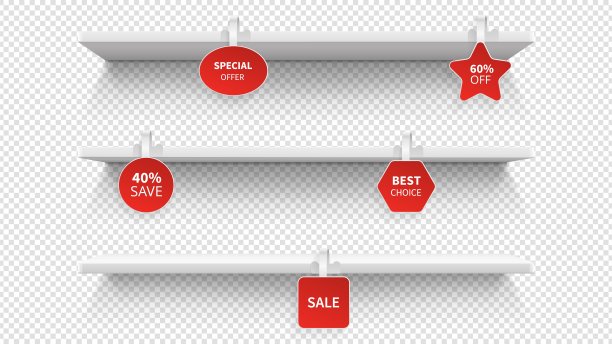 商店的货架上。孤立的零售展示架。超市3d货架与摆动。促销摊位和销售或折扣矢量空白模型图片下载