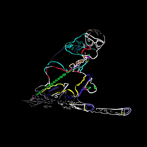 滑雪小女孩，霓虹灯图片下载