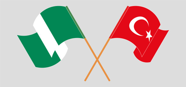 尼日利亚和土耳其的国旗交叉挥舞图片下载