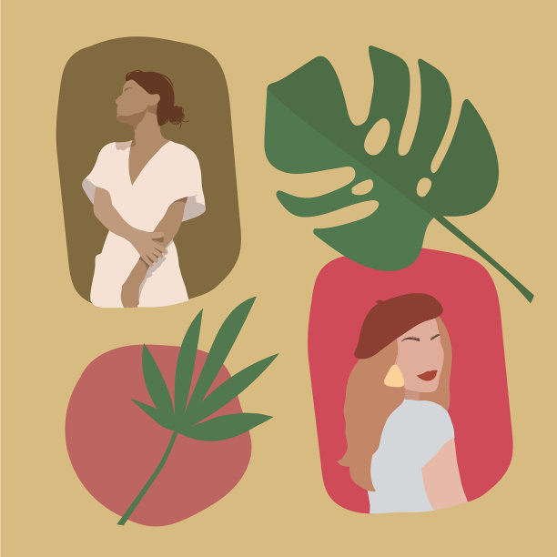 设置女性肖像与涂鸦对象纸图片下载