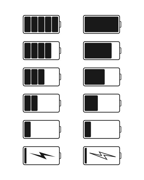 电池充电和充电图标的电量图片下载