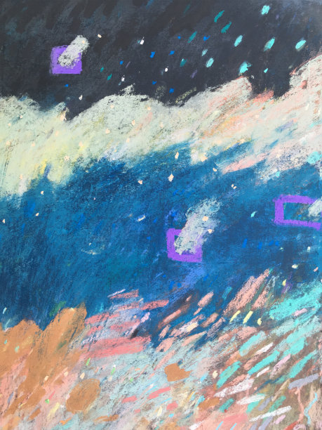 抽象明亮的铅笔纹理为旗帜。当代艺术背景。图片下载