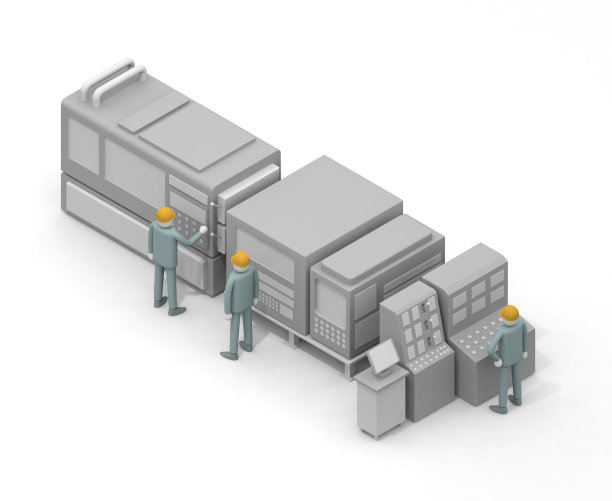 在生产工厂工作的人。学习如何操作这台机器。确保你的安全并工作。自动化流水线作业。图片下载