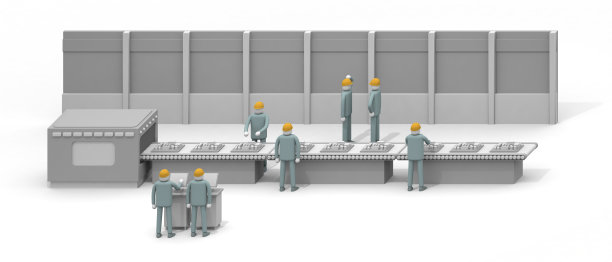 在生产工厂工作的人。学习如何操作这台机器。确保你的安全并工作。自动化流水线作业。图片下载