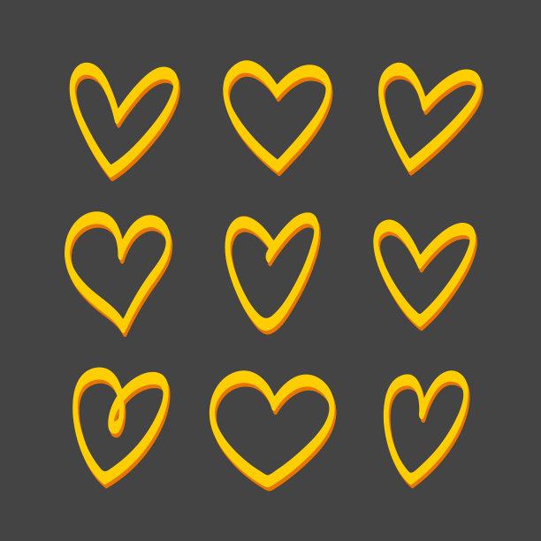 手绘心形套装图片下载