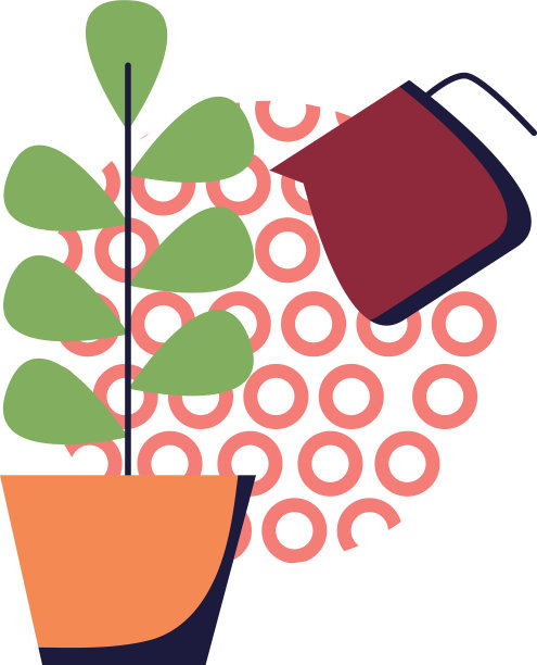 盆内植物和水可平式图标图片下载