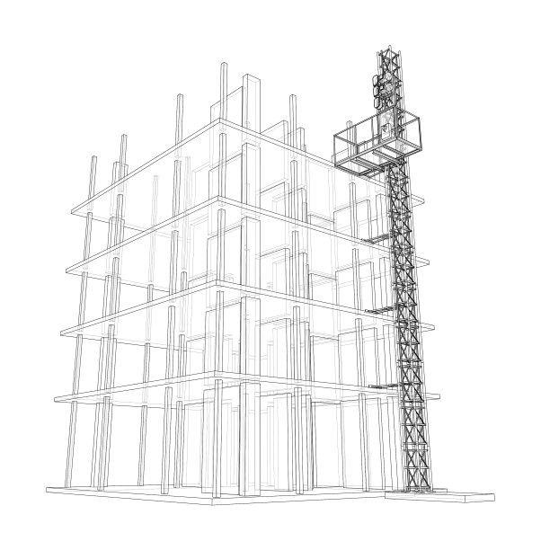 有桅杆升降机的在建建筑图片下载