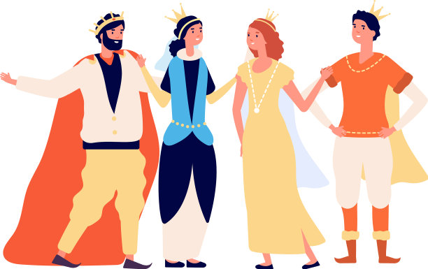 皇室卡通女王、国王、公主和图片下载