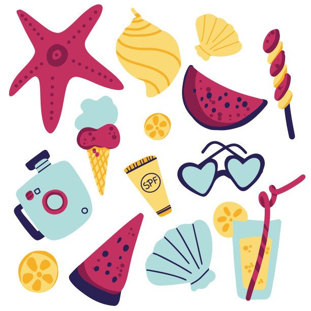 夏季对象图标设置设备工具海滩图片下载