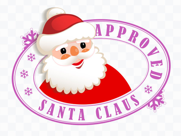 圣诞节的组成元素。椭圆形印花与快乐的圣诞老人剪影图片下载