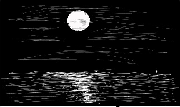 月亮倒映在海面上图片下载