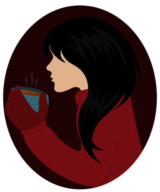 女孩用热茶取暖图片下载