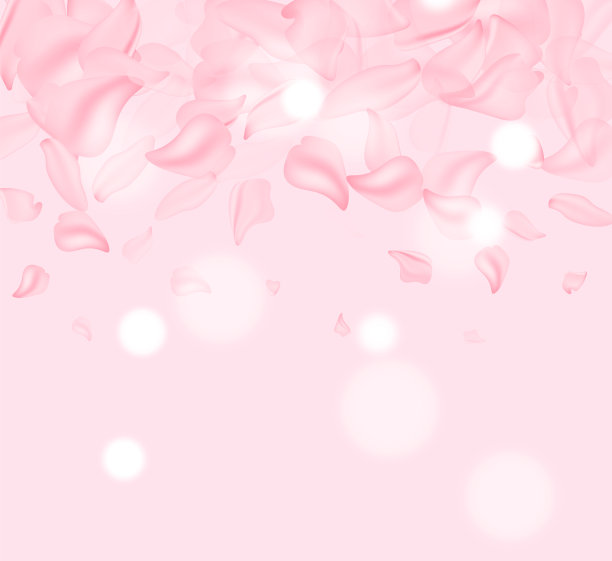 玫瑰的花瓣。春天的背景表。五月的花和四月的花自然粉红。为条幅，枝上樱花盛开作背景。梦幻浪漫的意象、景观、复制空间。素材图片