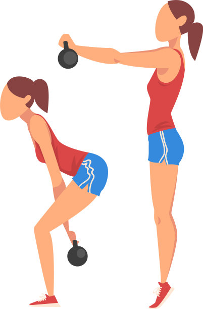 女人用壶铃分两步做深蹲图片下载