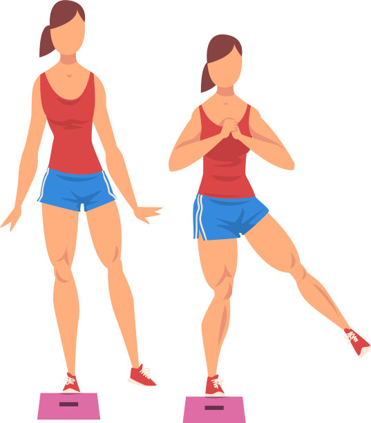 女人做臀部运动使用台阶平台图片下载