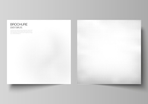 矢量布局的两个方形封面设计模板，用于宣传册、传单、封面设计、书籍设计、宣传册封面设计。用点装饰的半色调效果。斑点图案的grunge风格装饰。图片下载