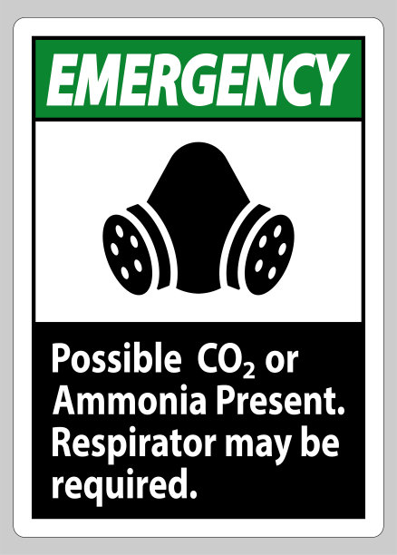 紧急个人防护用品签名可能存在二氧化碳或氨，可能需要呼吸器图片下载