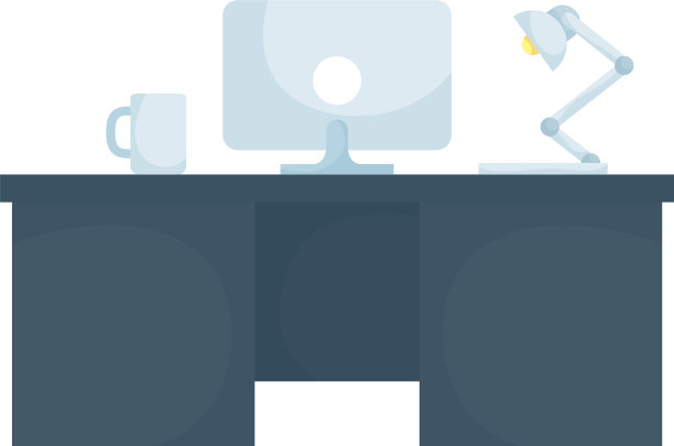 孤立的办公桌，电脑和咖啡杯图片下载