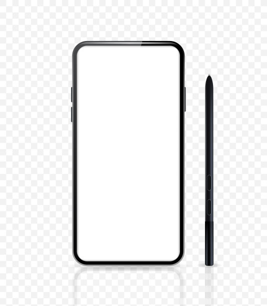 逼真的黑色详细智能手机模型背景。孤立的向量元素图片下载