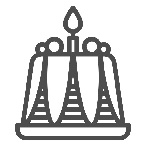 布丁与蜡烛线图标，面包房概念，生日纸杯蛋糕标志在白色的背景，美味布丁与蜡烛图标轮廓风格的移动概念，网页设计。矢量图形。图片下载