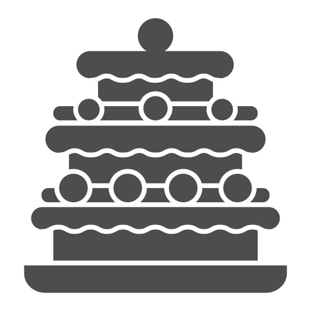 松露蛋糕固体图标，生日纸杯蛋糕概念，三层蛋糕标志在白色背景，松露甜点与巧克力釉图标字形风格的移动和网络。矢量图形。图片下载