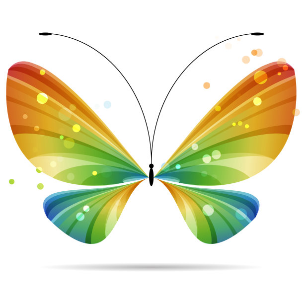 彩色多色条纹鲜艳的蝴蝶，矢量插图图片下载