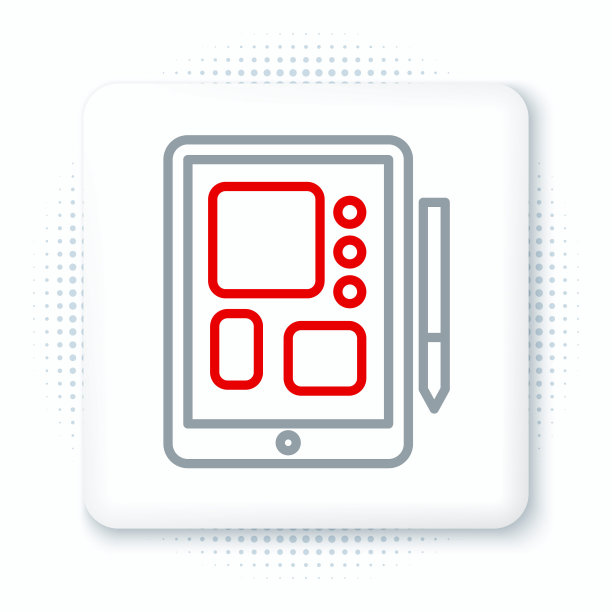 线条图形平板电脑图标隔离在白色背景。色彩斑斓的轮廓的概念。向量图片下载