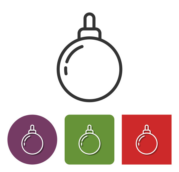 圣诞树装饰线图标图片下载