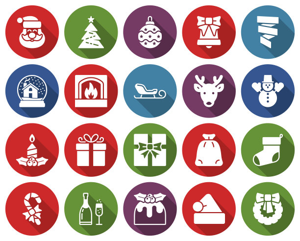 圆形图标的圣诞收藏图片下载
