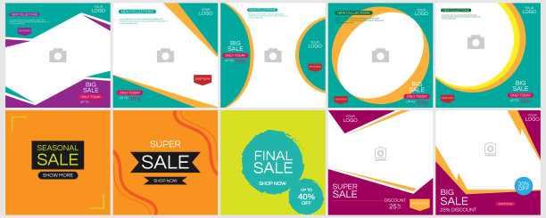 社交媒体帖子设计模板向量图片下载