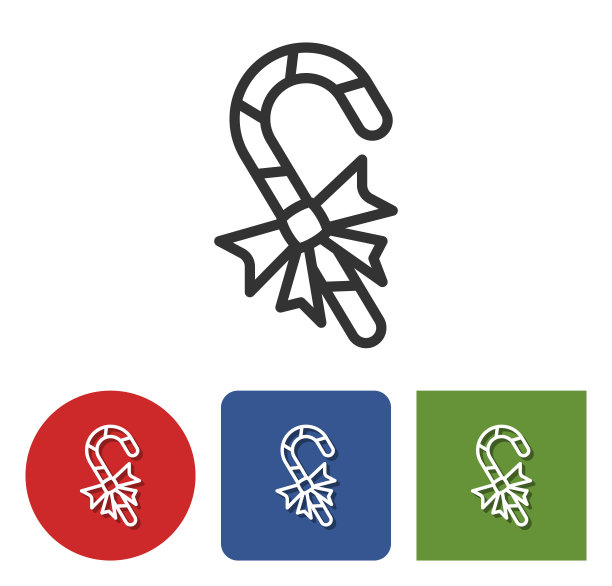 圣诞糖果手杖线图标图片下载