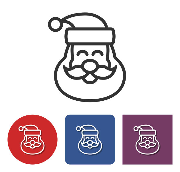 圣诞老人线图标图片下载