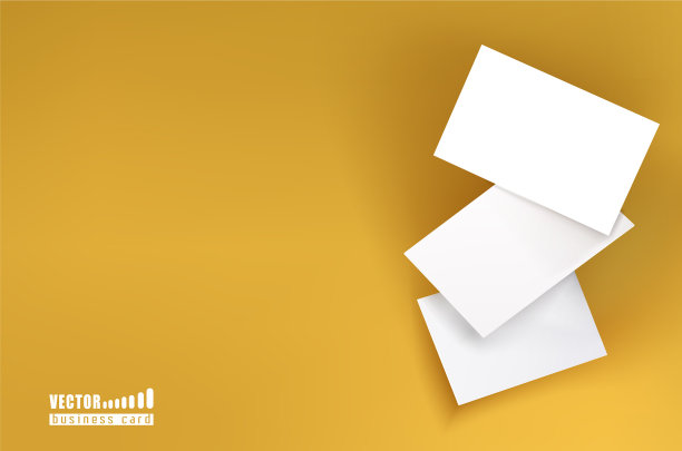 三张黄色背景的白色名片图片下载