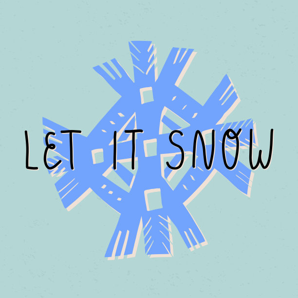 可爱复古风格的横幅，卡片设计。让它在有纹理的蓝色背景上雪花和雪花。矢量插图。图片下载