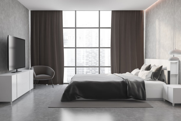 混凝土卧室内设电视图片下载