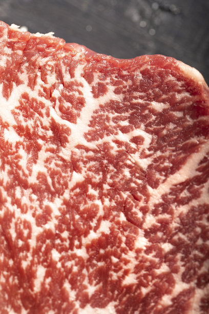 神户牛肉片的细节与脂肪大理石纹图片下载