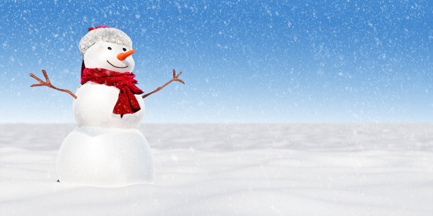 圣诞和寒假贺卡模板与雪人和复制空间的右侧，3d渲染，3d插图图片下载