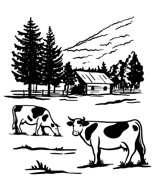 山脚下的木屋。树荫下的住所图片下载