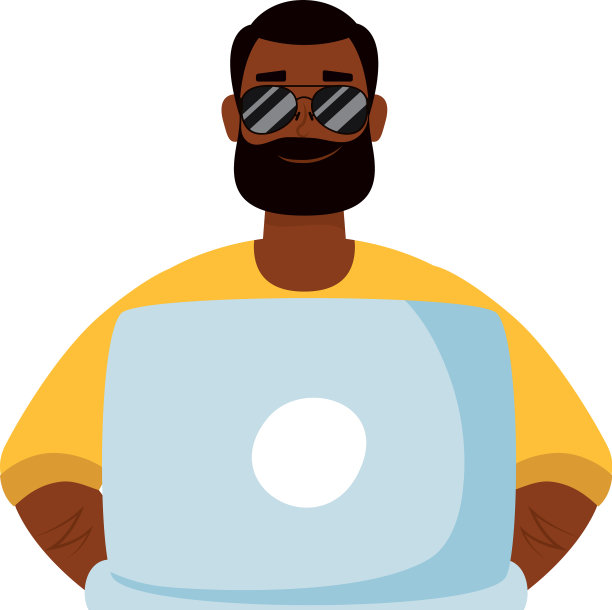 阿凡达男人，戴着胡子，带着笔记本电脑图片下载