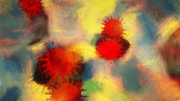 3D渲染Covid-19冠状病毒大流行橙色图片下载