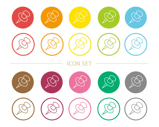 矢量插图一套图钉和图钉图片下载