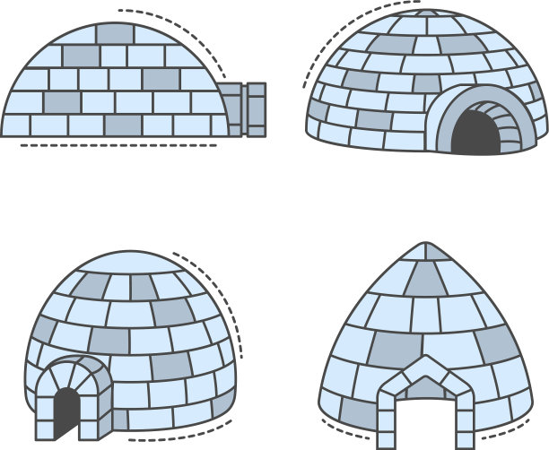 冰屋爱斯基摩图标设置轮廓风格图片下载