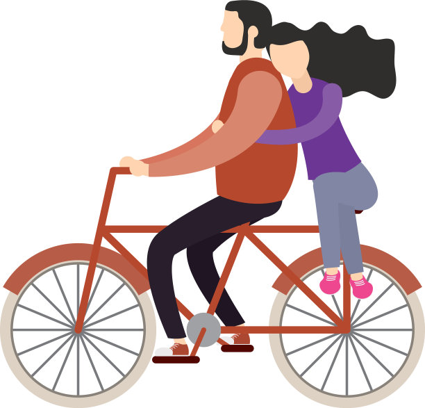 一对女人和男人在自行车设计图片下载