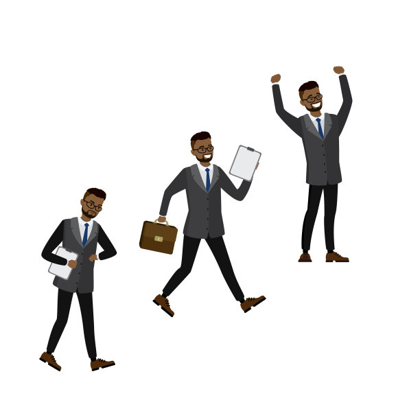 不同姿势的非洲裔美国商人图片下载