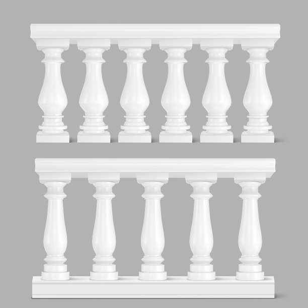 阳台的白色大理石栏杆扶手图片下载