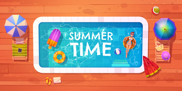 女子在游泳池俯视图夏季时间放松图片下载