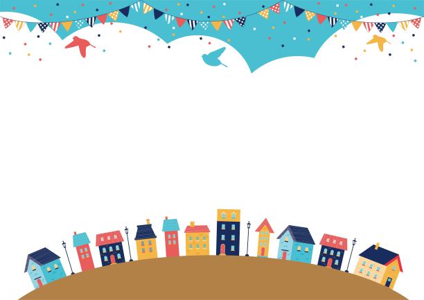 欧式可爱城市景观插画图片下载