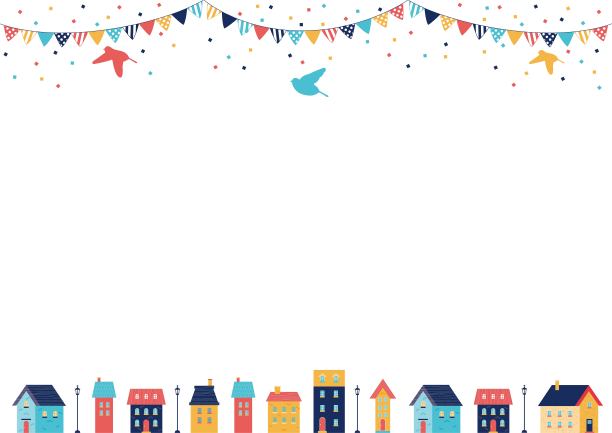 欧式可爱城市景观插画图片下载