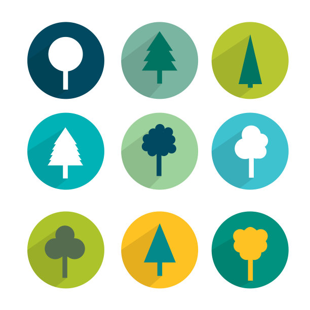 设置绿树成荫的现代圆形标志图片下载