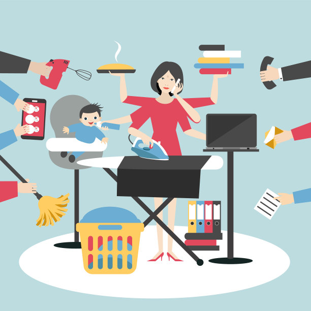 多任务女性，母亲，商人和婴儿图片下载